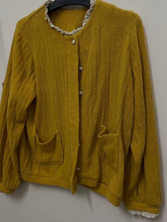 Sweaters - Yellow Button Cardigan